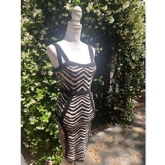 FOREVER 21 ANIMAL PRINT ZEBRA KNIT BODYCON DRESS M - Picture 3 of 11